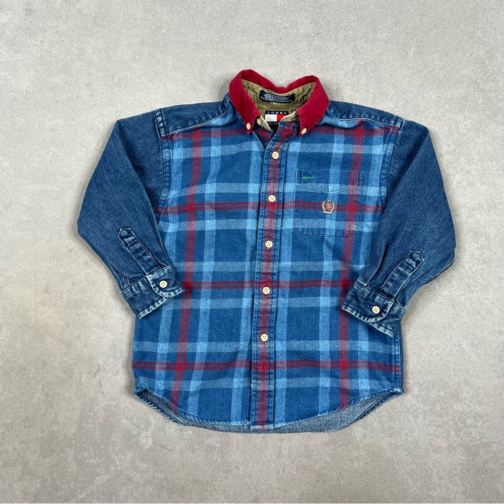 Tommy Hilfiger Blue and Red Plaid Button Down Shirt